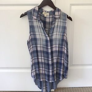 Cloth & Stone Anthropologie Sleeveless Plaid Top